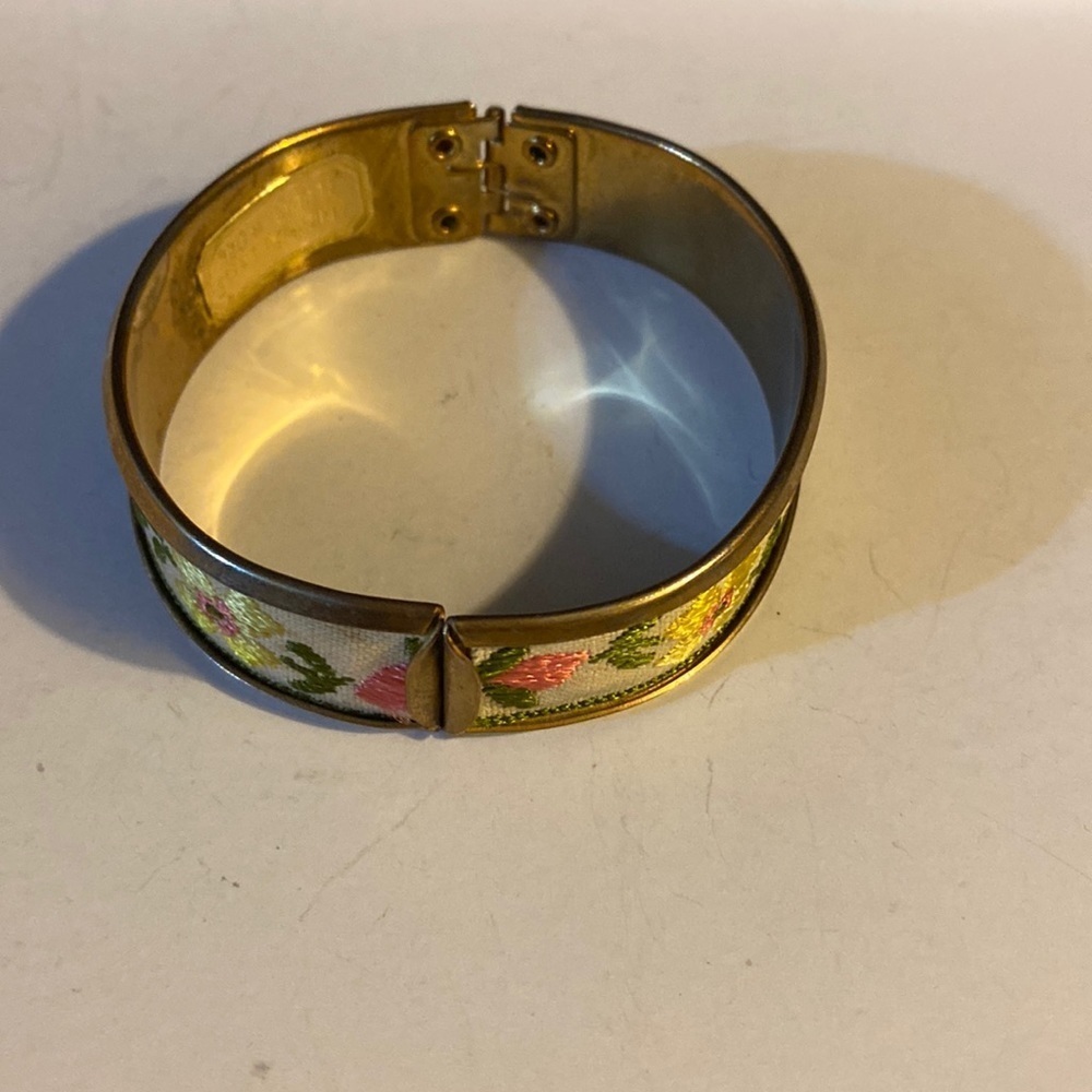 Swiss Clamper Bangle Bracelet, Swiss Needlework,vintage, Embroidery, Cottagecore - Picture 2 of 12